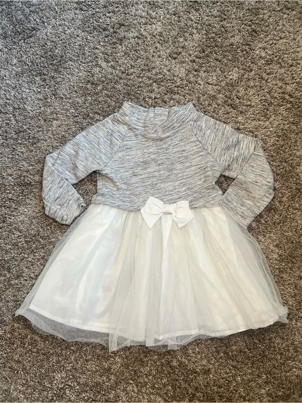 Crazy 8 Gray and White Tulle Bow Dress